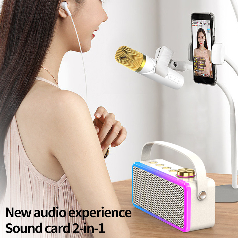 Bluetooth Singing K12 Song Small Speaker Audio Support Microphone Wireless Children Home Outdoor KTV All-in-One Audio