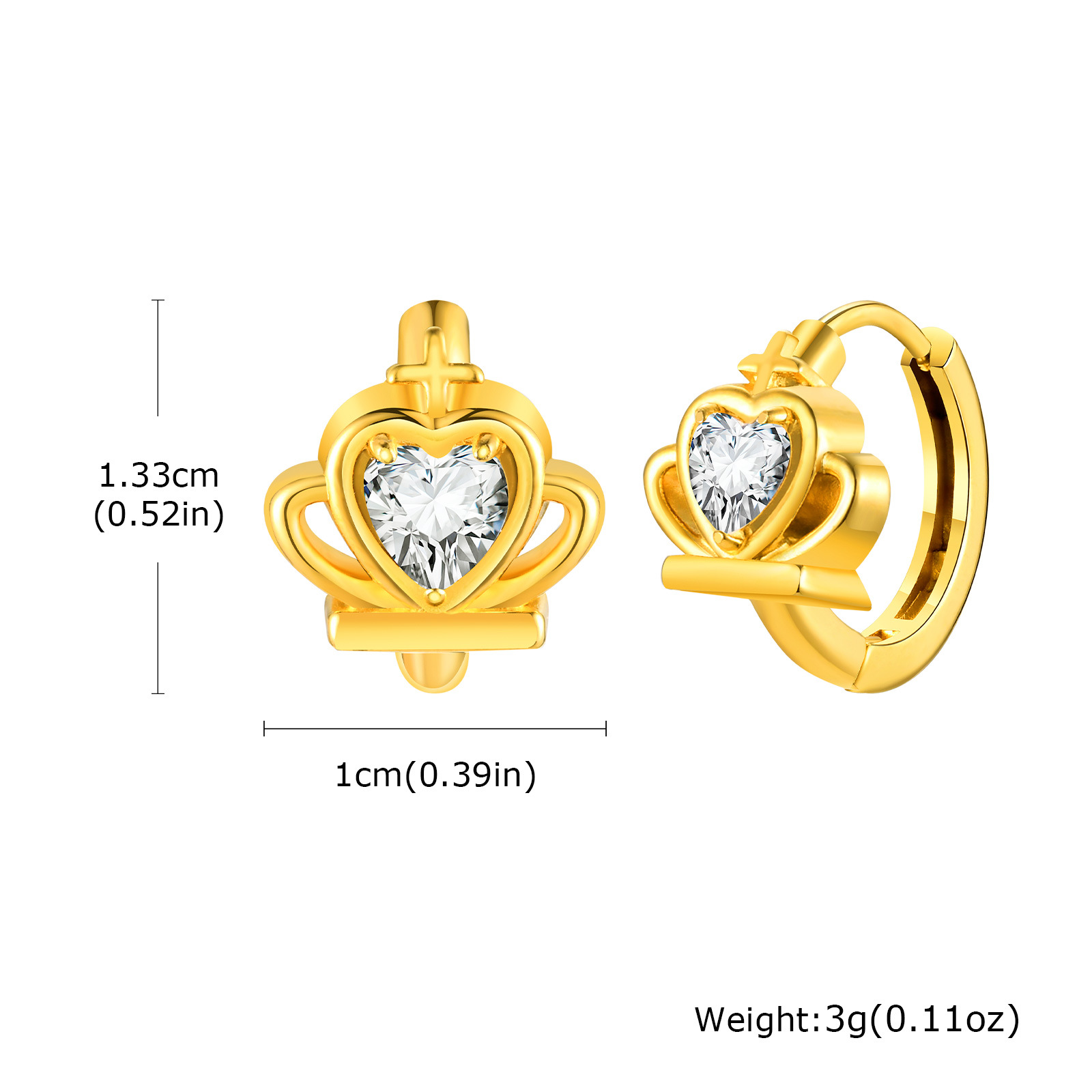 Women's Stainless Steel Imitation Czech Stone Eight-Pointed Star Earring Gold Heart Butterfly Ear Stud Earring Huanmu Accessories