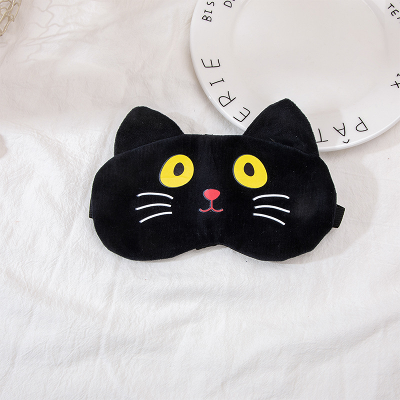Plush cartoon cat iron-on ice compress hot compress sleep eye mask, children universal winter home outdoor