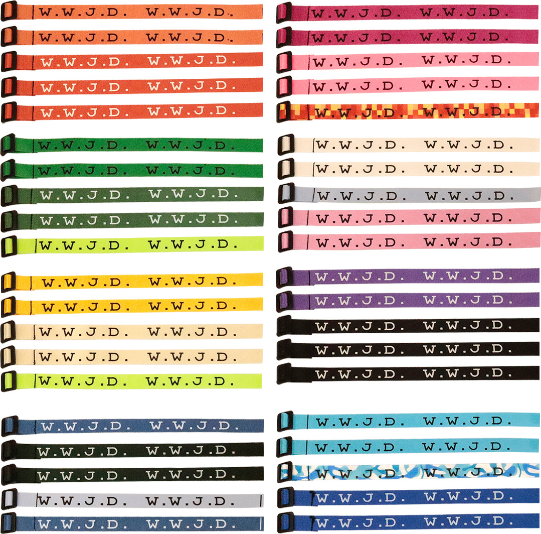Fabric Colorful Adjustable Rope Letter Print Woven Bracelet WWJD Wristband