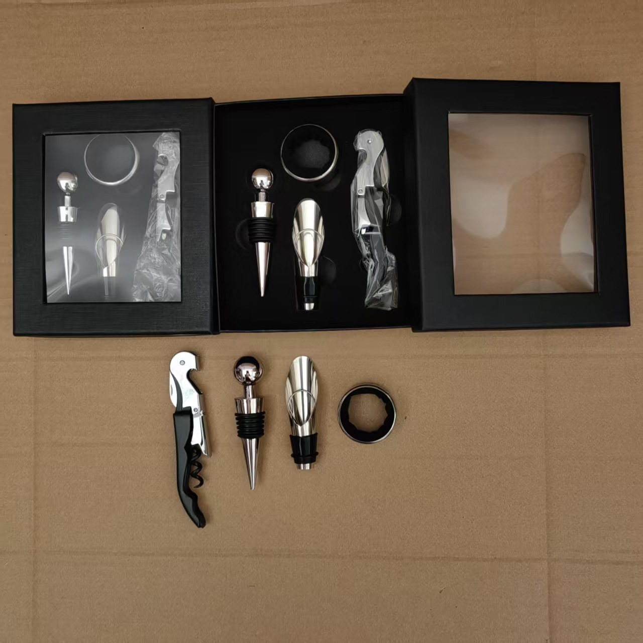 Red Wine Tool Wine Gift Box Set Four-Piece Set Paper Box Set Red Wine Gift Box