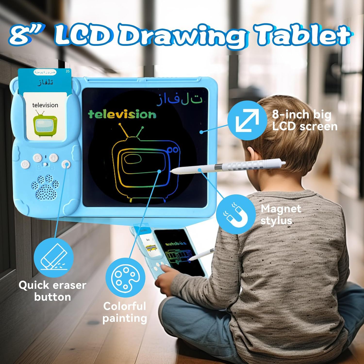 Children's Early Education Machine Drawing Board Arabic English Bilingual Enlightenment Learning Machine Educational Toy