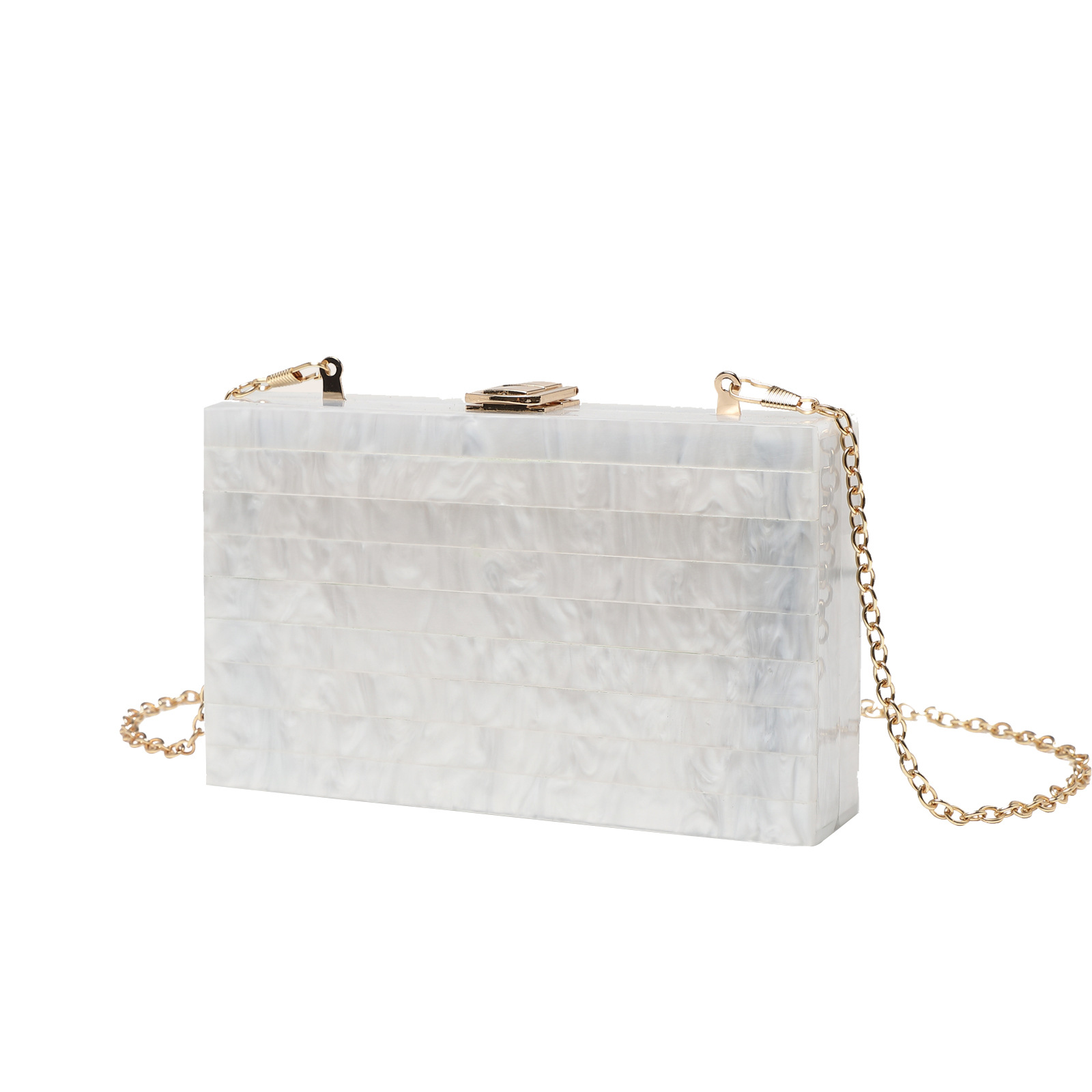 2023 New Evening Bag Striped Stitching Pearlescent Acrylic Clutch Bag Crossbody Exclusive