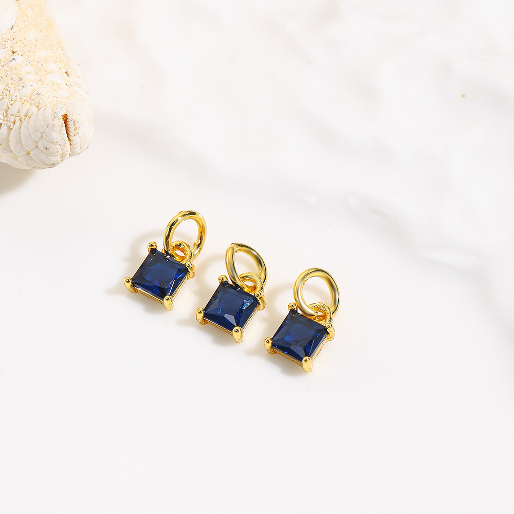 Niche geometric square colored zircon small pendant, DIY bracelet necklace earring accessories materials jewelry