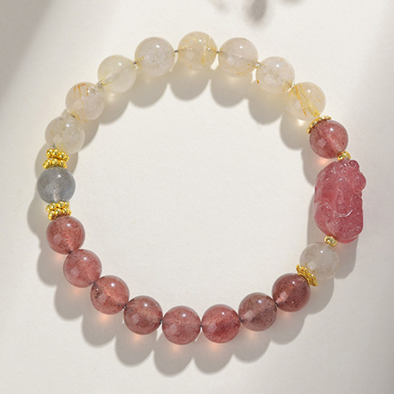 Natural Yellow Tower Crystal White Crystal Pixiu Bracelet New Chinese Style Original Women's Colorful Bracelet