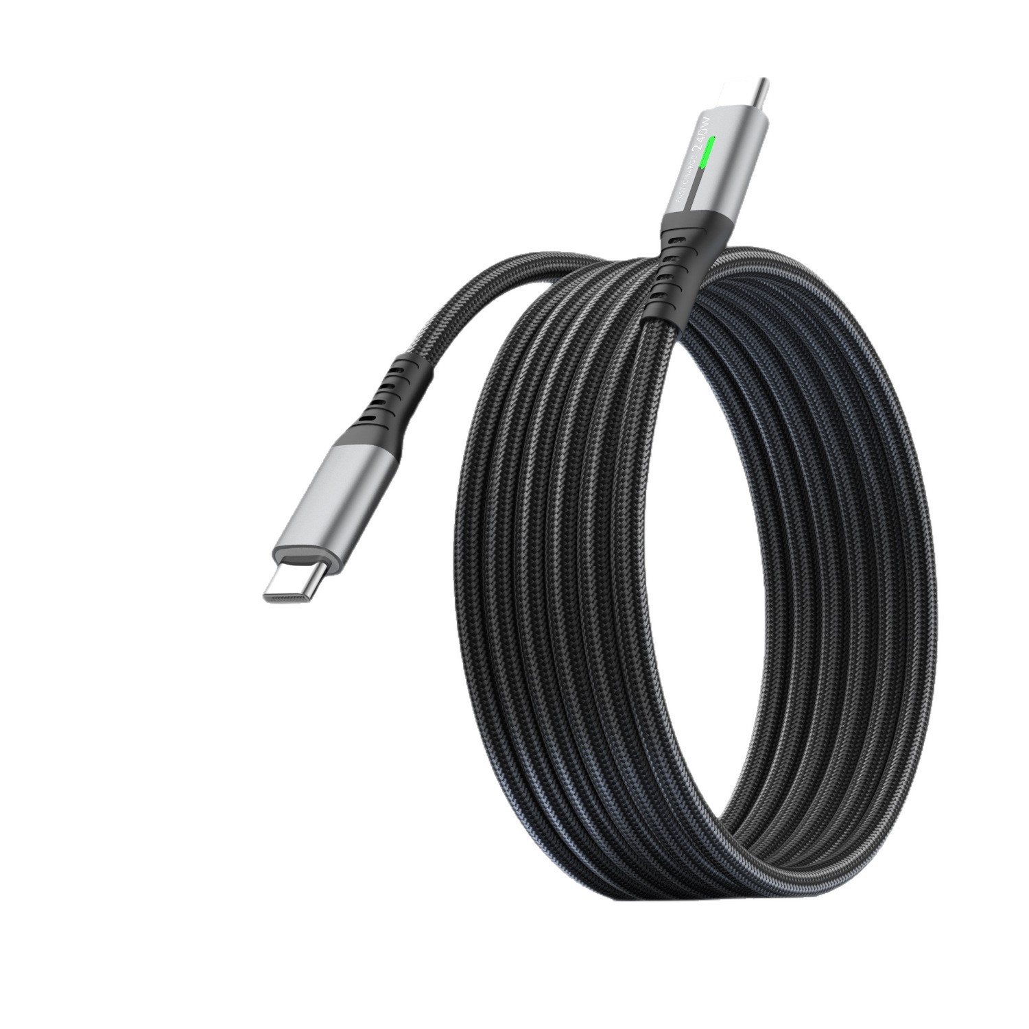 240W Dual Type-C Fast Charging Data Cable for Android Huawei Laptop LED Light Charging Cable