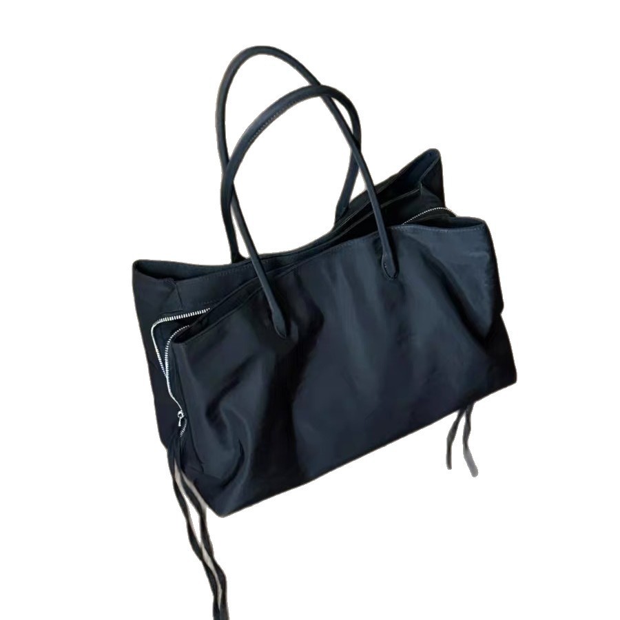 2026 Spring/Summer New Gray-Yellow Contrast Multi-Compartment Large Capacity Tote Bag Commute Handheld Single Shoulder Bag