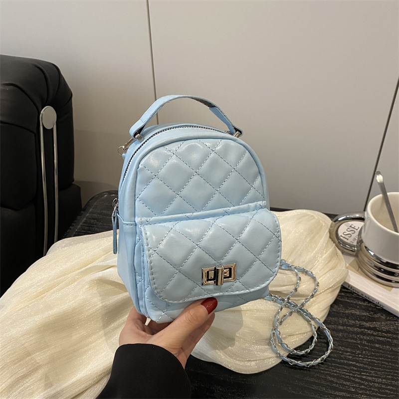Niche mini backpack women 2026 new diamond grid chain casual multifunctional single shoulder bag