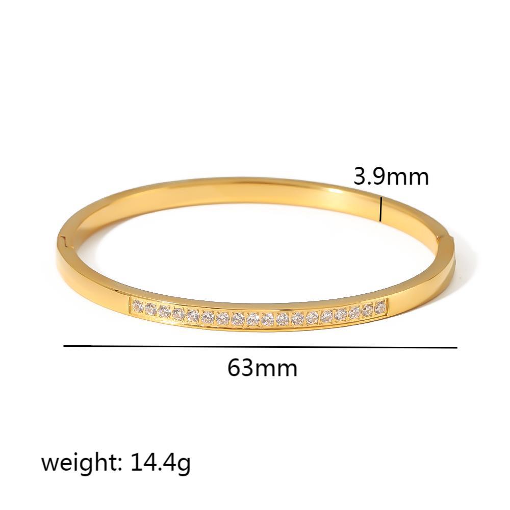 Titanium steel bracelet six-pointed star buckle bracelet women 18k gold plated stainless steel inlaid zircon ring