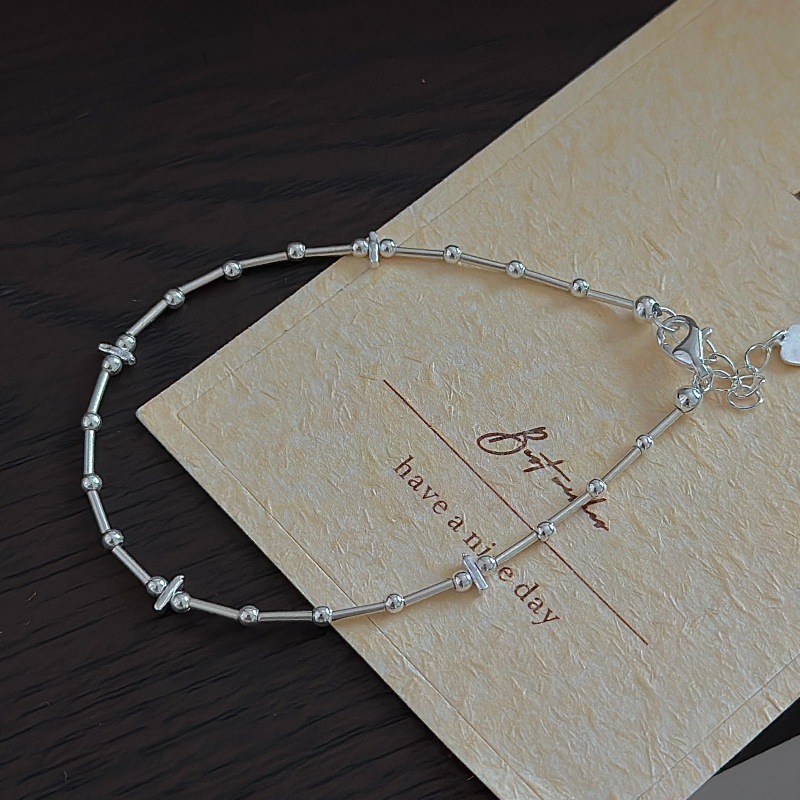 S925 sterling silver beaded bracelet simple basic jewelry