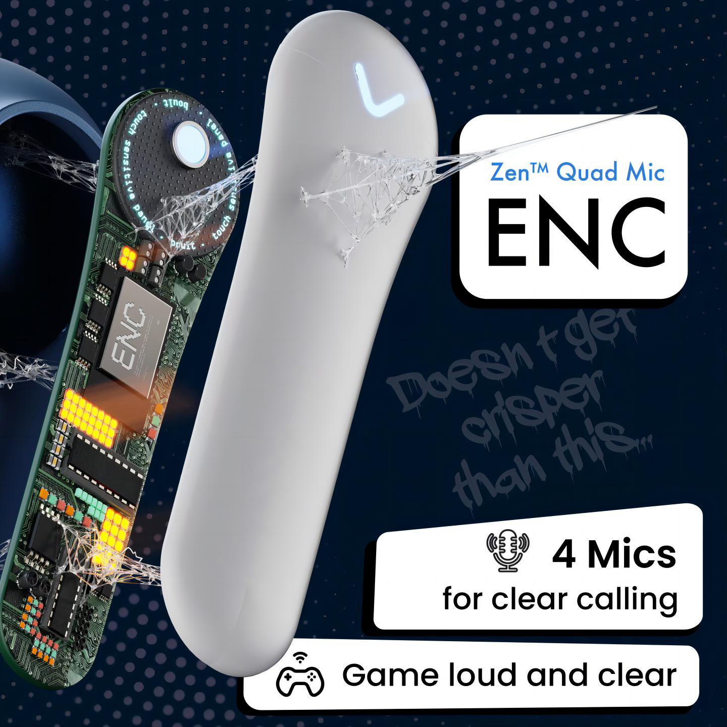 IVANTE Private Mold Y1 Wireless Stereo Dual-Ear Quad-Mic ENC Noise Reduction ANC Low Latency Gaming Bluetooth Headphones