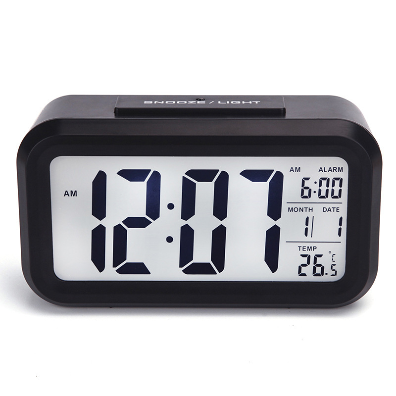 Smart Clock Alarm Clock Large Screen Ultra-Silent LED Electronic Clock Light Sensing Night Light Clock with Temperature