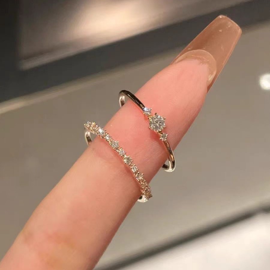 Simple Ultra Thin Full Diamond Ring for Women Simple Sparkling Layered Index Finger Ring 2025 New