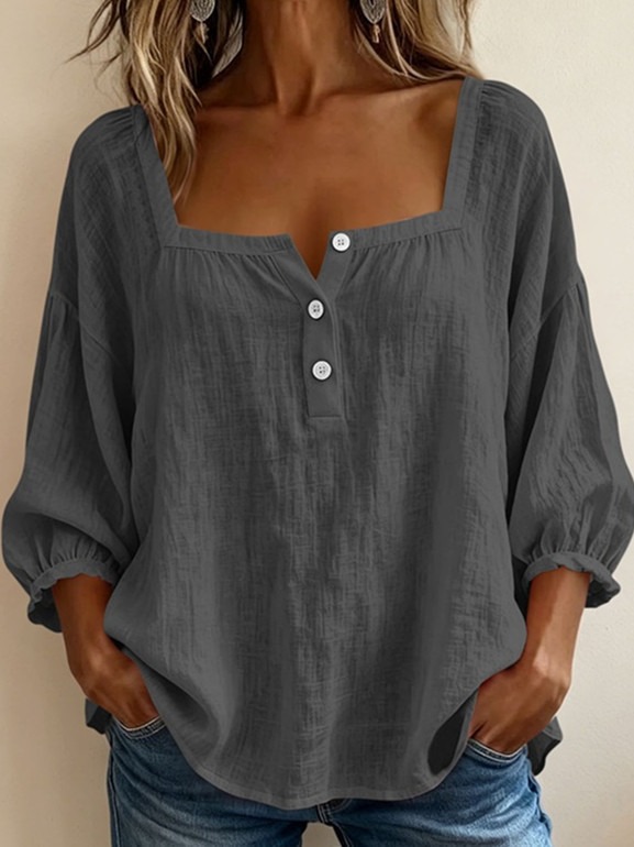 2026 Independent Station Summer Women's Unique Solid Color Print Long Sleeve Shirt