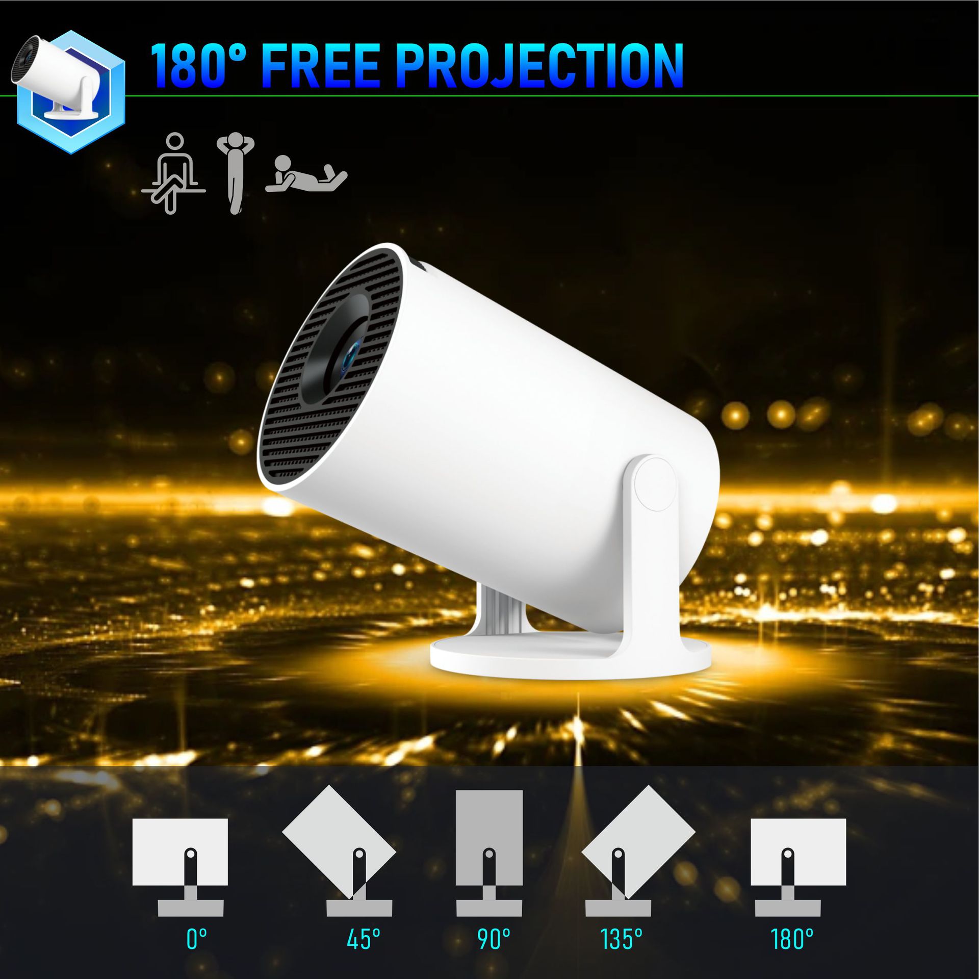 HY300pro+ Projector Android Smart Home HD Short Throw WiFi Cannon Projector