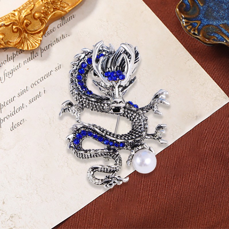 Oil Drip Cartoon Flying Dragon Brooch Men's Suit Coat Accessory Pin Jewelry New