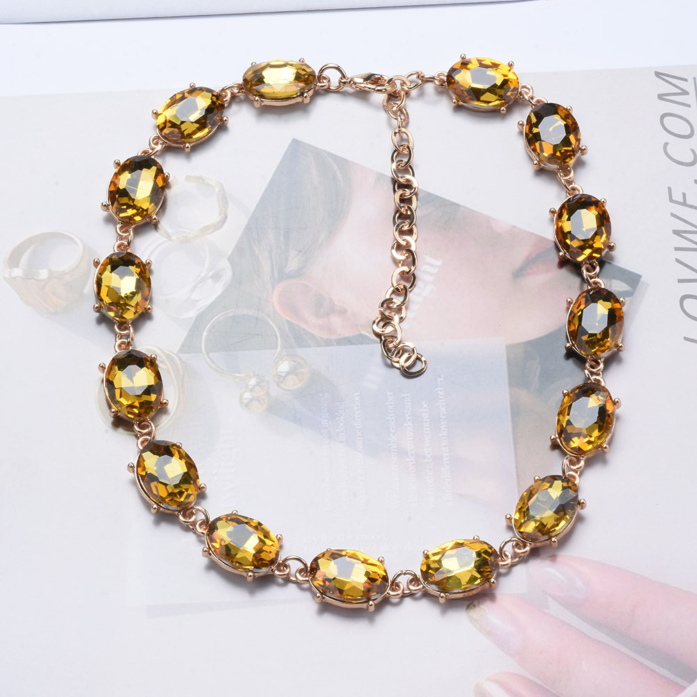 Super Flash Rhinestone Decorative Necklace Women Crystal Short Collarbone Chain Necklace Women Accessories