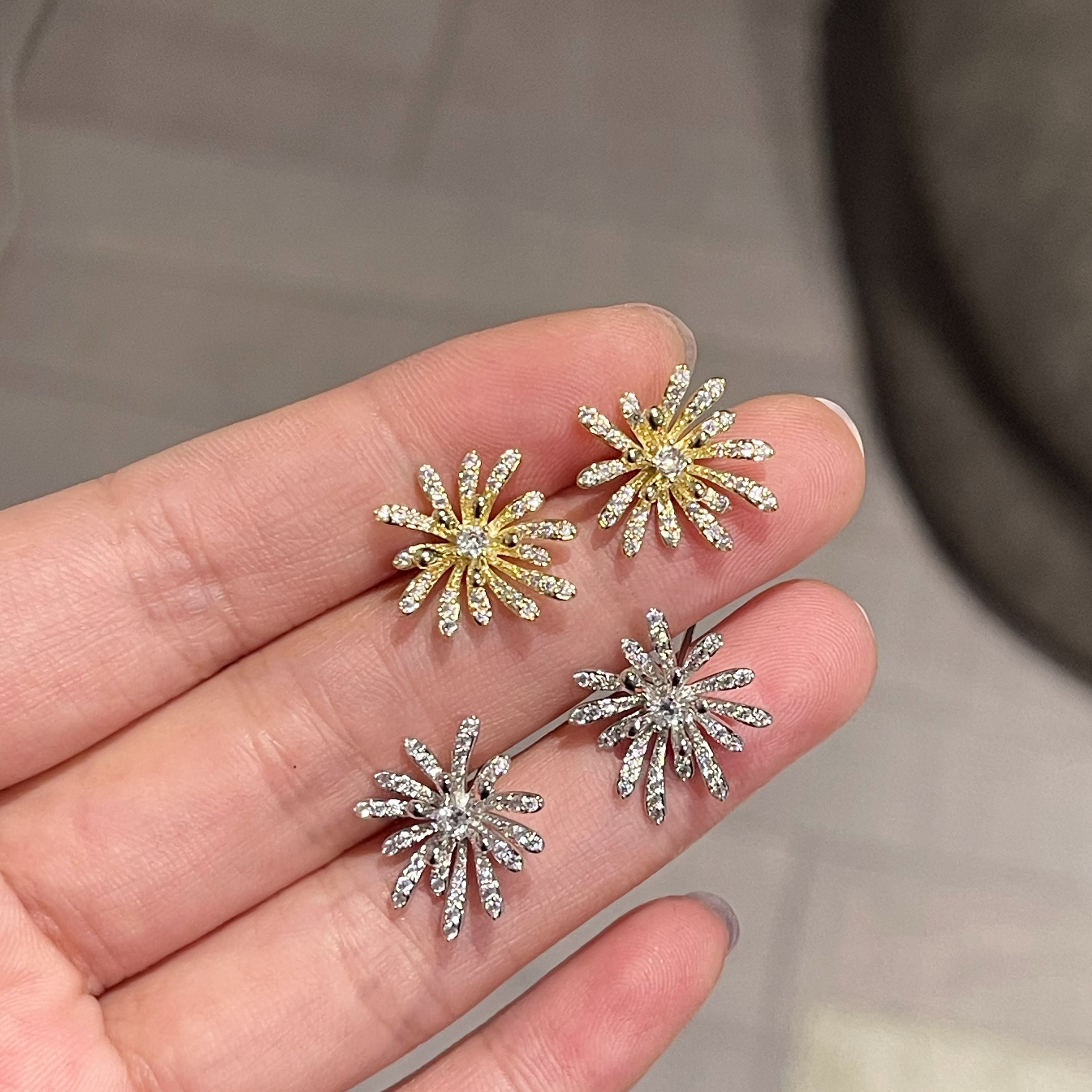 Oubiyabi Silver Needle New Firework Ear Stud Style Unique Earrings 20444