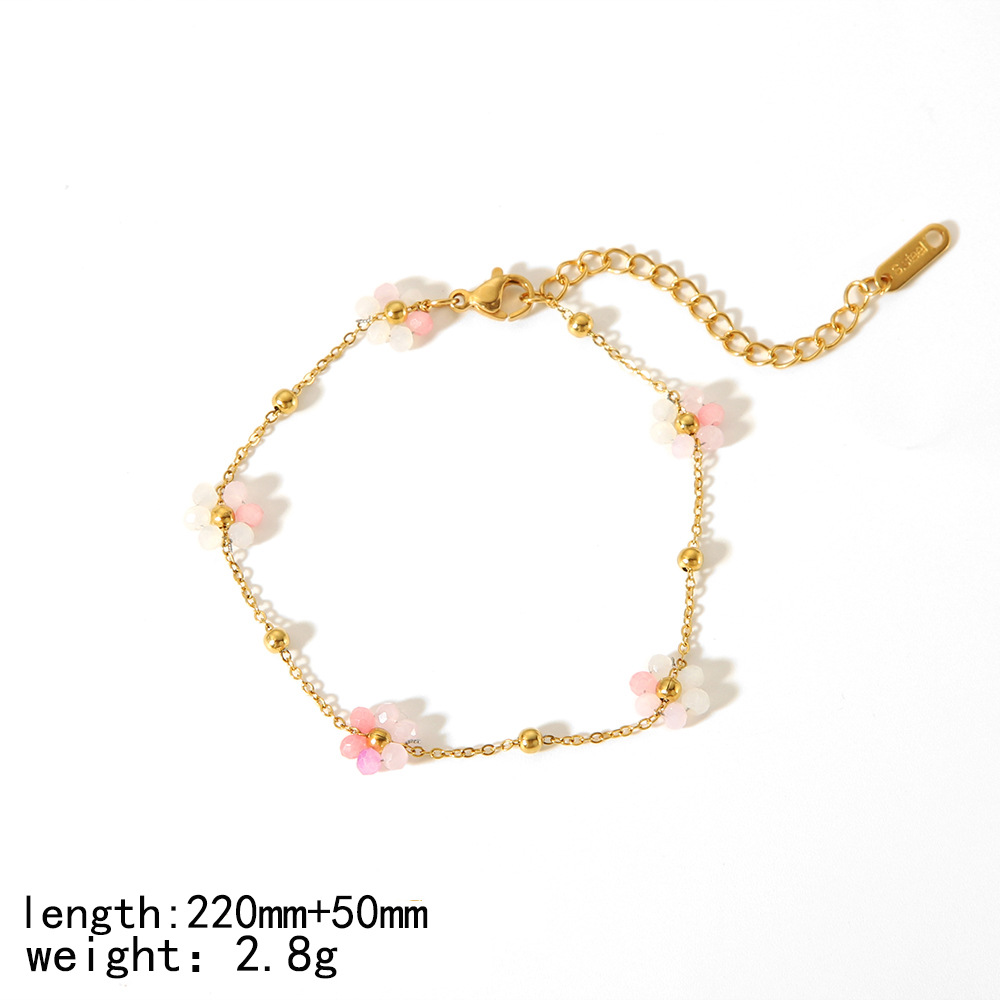 New cute flower bracelet 18K gold stainless steel simple design jewelry women