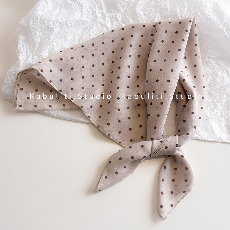 Spring/summer/autumn cotton linen square scarf cartoon dog head scarf multifunctional outdoor neck protection sun protection scarf