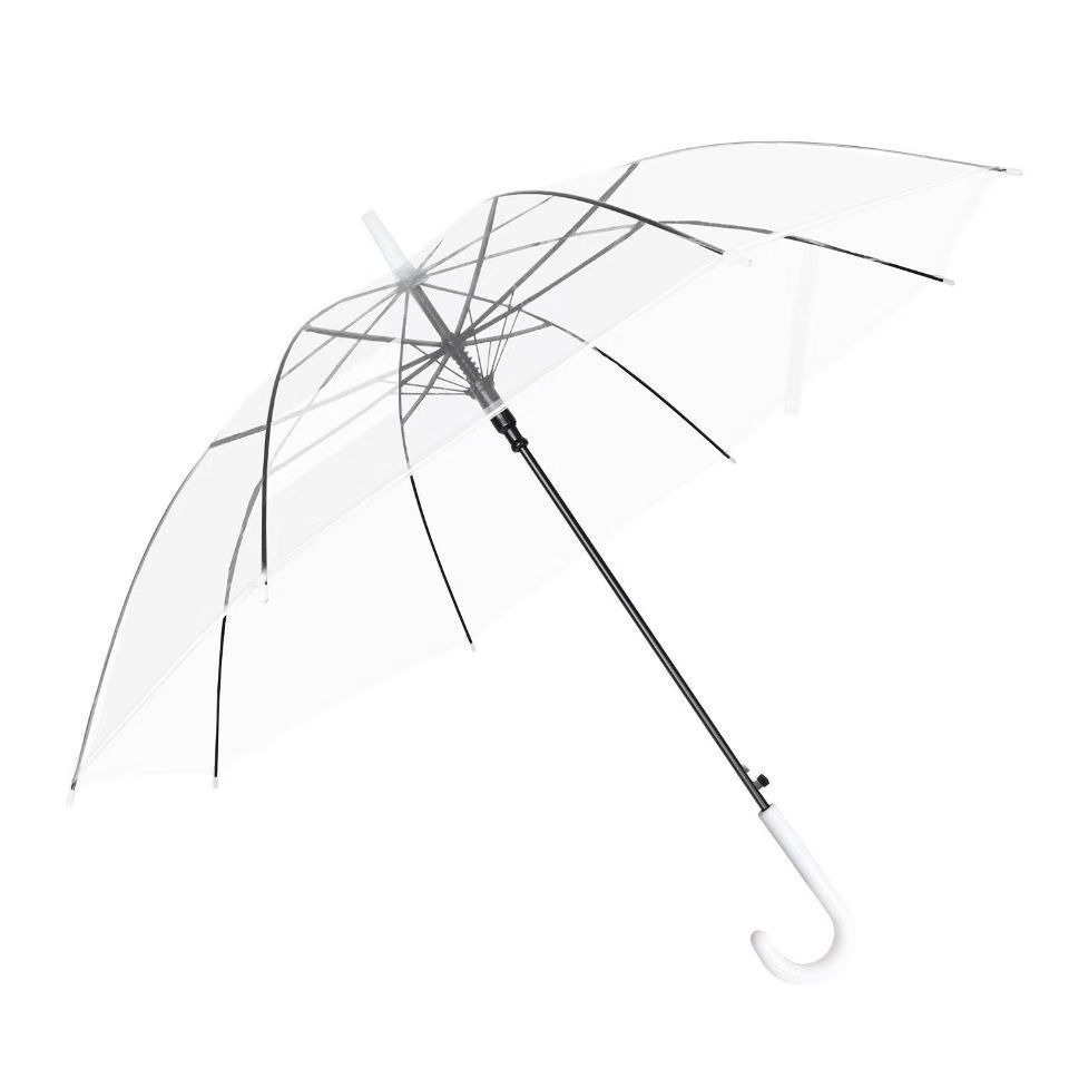 8-Rib Transparent Eco-Friendly Umbrella PVC Material Automatic Umbrella Disposable Umbrella Transparent Umbrella
