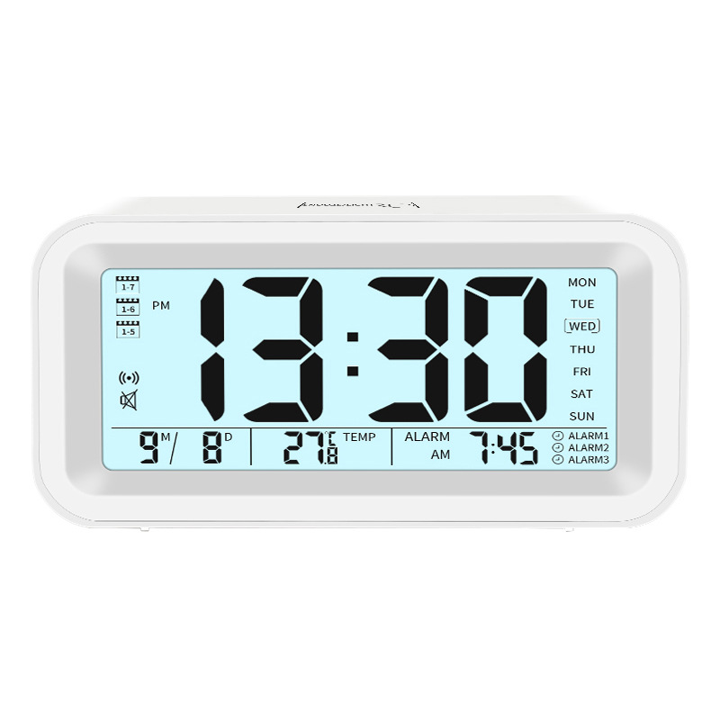 Alarm Clock Desktop Electronic Clock Touch Bedside Voice Clock Thermometer Modern Simple