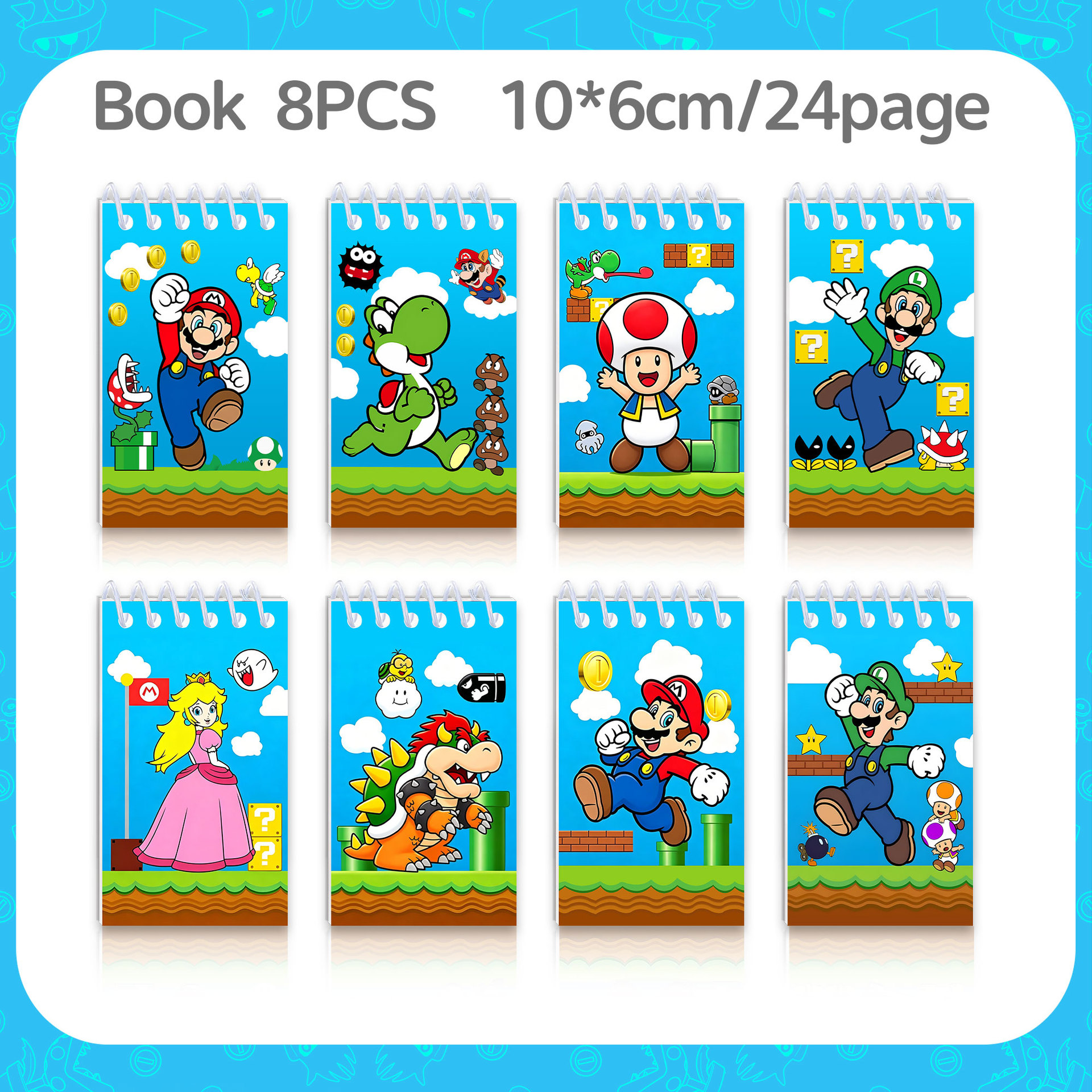 New Mario Theme Spiral Notebook Cartoon Notepad Student Portable Small Notebook Cartoon Notebook