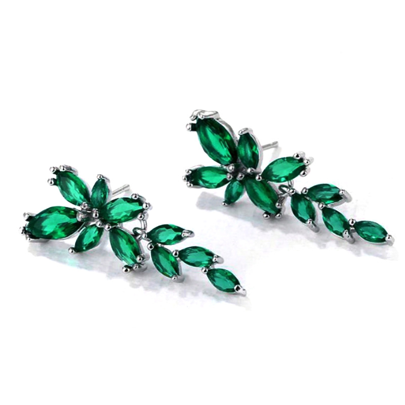 Peridot women's flower zirconia earrings