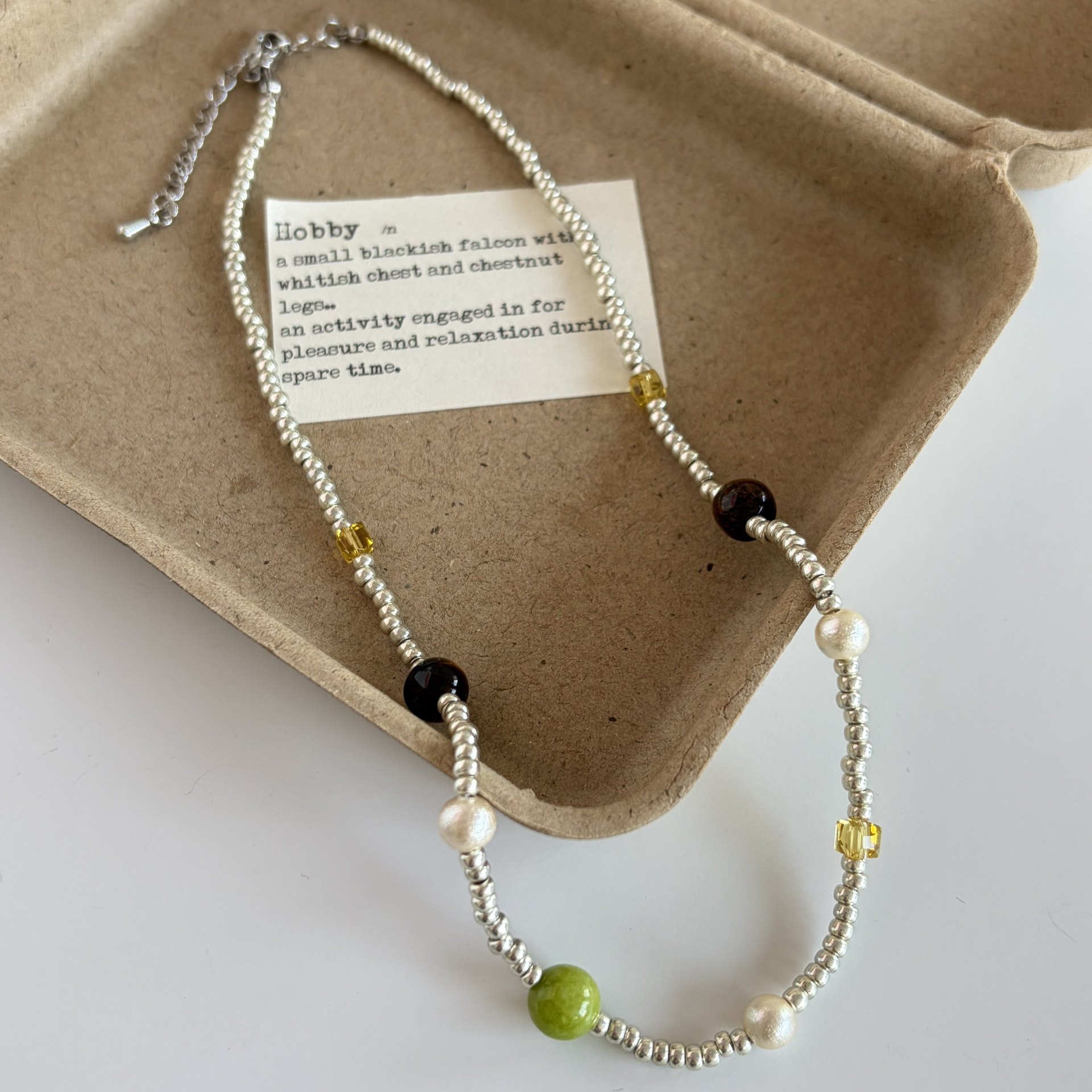 Natural Stone Tiger Eye Japanese Imported Seed Bead Handmade Beaded Necklace for Women Vacation Style Layering Choker Chain