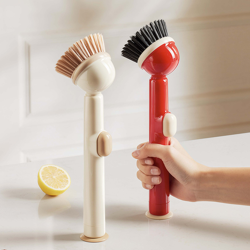 Patent Multifunctional Long Handle Liquid Adding Cleaning Brush Home Washing Dishes Washing Pot Brush Not Damage Pot Not Dirty Hands