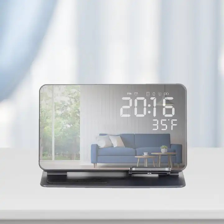 New 4-in-1 15W Wireless Charger for Phone, Earphone, Watch Wireless Charger with Clock and Temperature Display