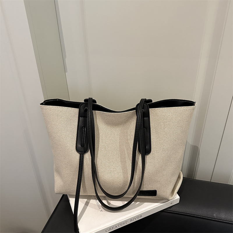 Large capacity canvas bag women 2026 autumn new simple single shoulder bag handbag tote bag