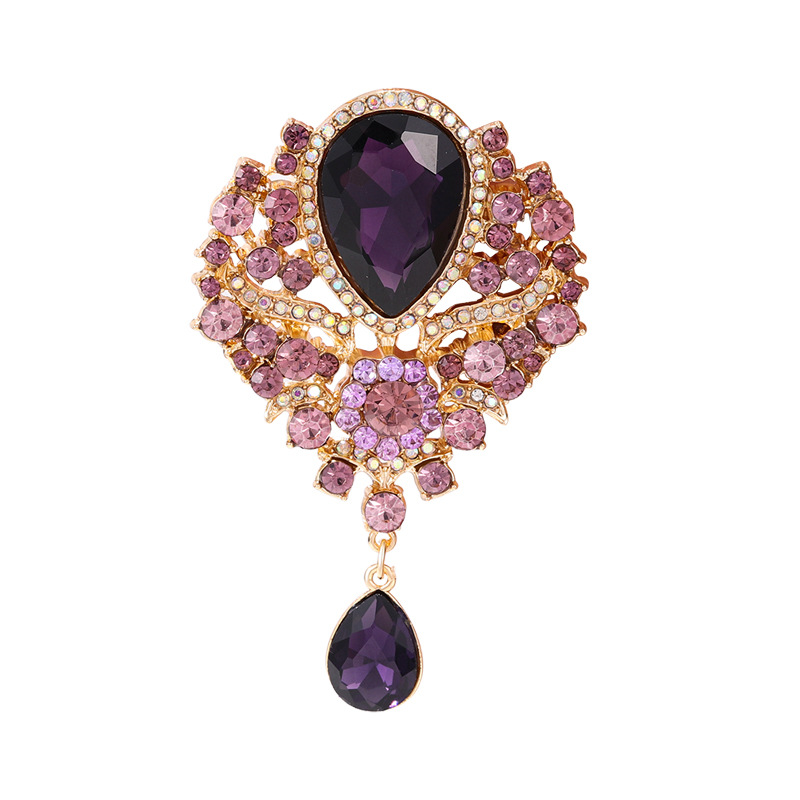New Crystal Pendant Brooch Rhinestone Corsage Women's Pin Clothing Accessory