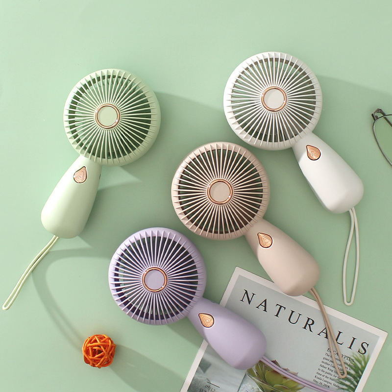 Simple Handheld Small Fan with LED Portable Small Fan USB Rechargeable Electric Fan