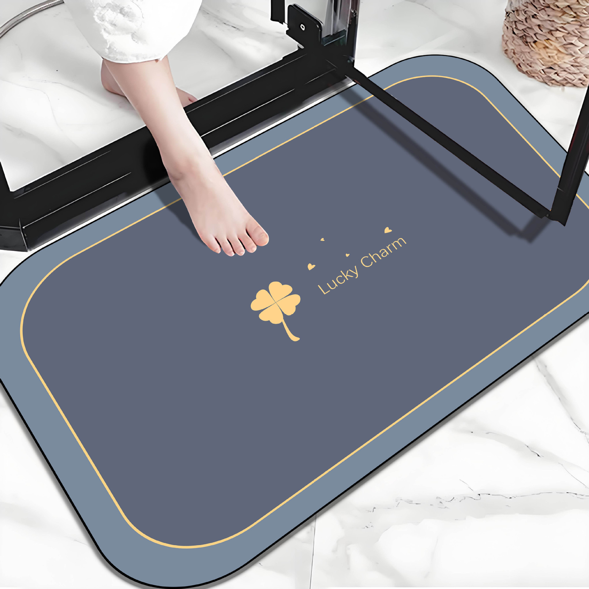 Rectangular floor mat for bathroom, soft diatom mud, non-slip foot mat at shower room entrance, toilet carpet