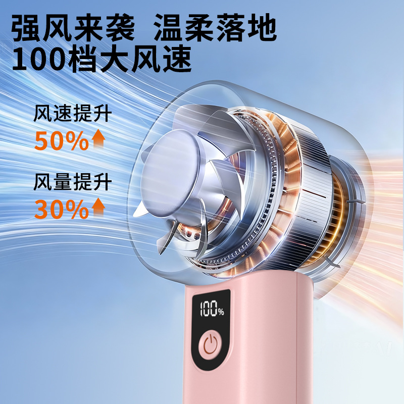 2026 New Handheld Small Fan Outdoor Portable High Speed Wind Colorful LED Light Silent Mini Charging Fan