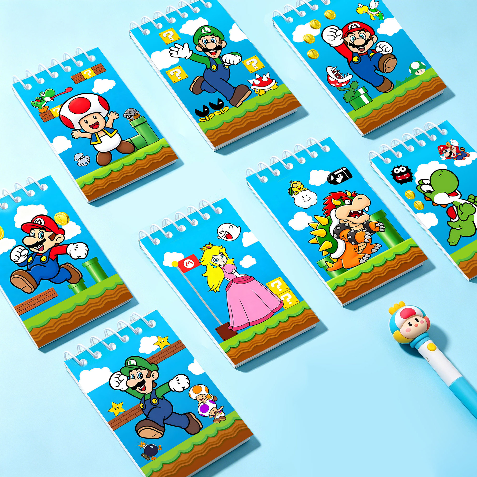 New Mario Theme Spiral Notebook Cartoon Notepad Student Portable Small Notebook Cartoon Notebook