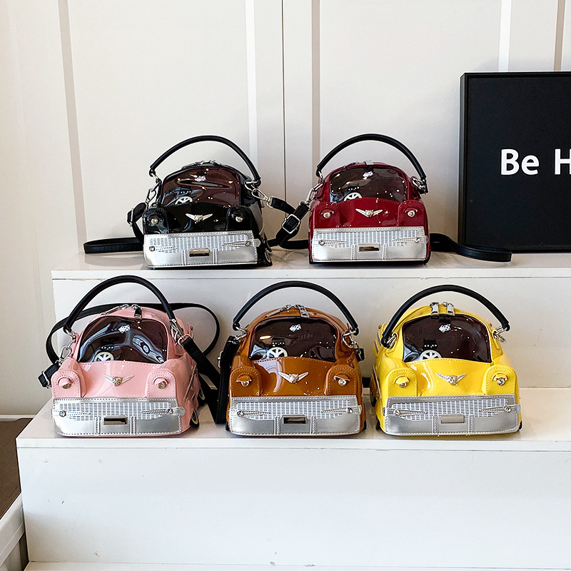 Street Style Cartoon Car Handheld Bag for Women New High Texture Novelty Shoulder Crossbody Bag