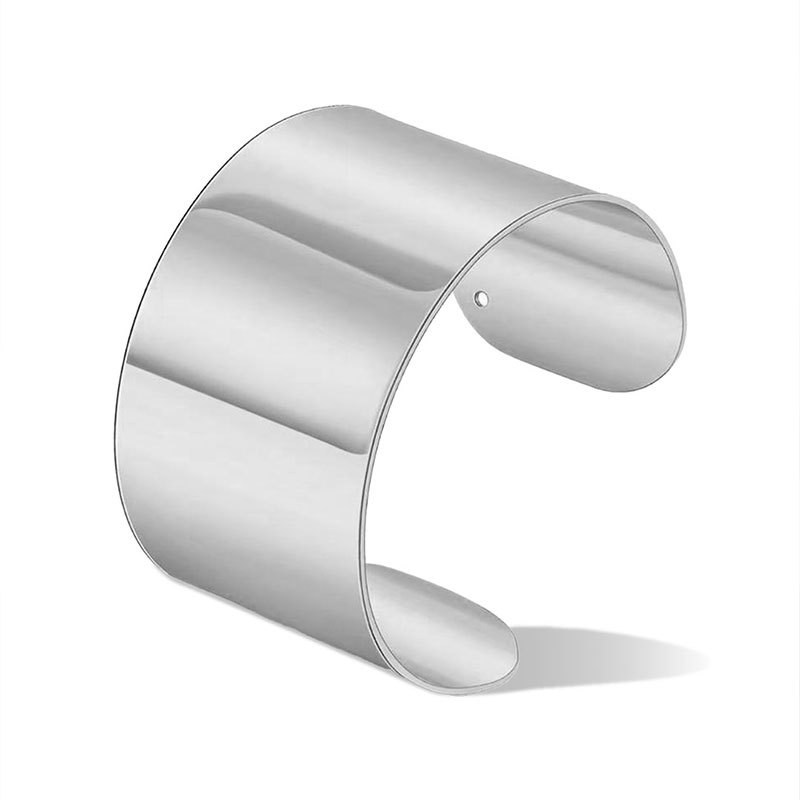 Bracelet wide band C-shaped open adjustable smooth surface bracelet metal daily