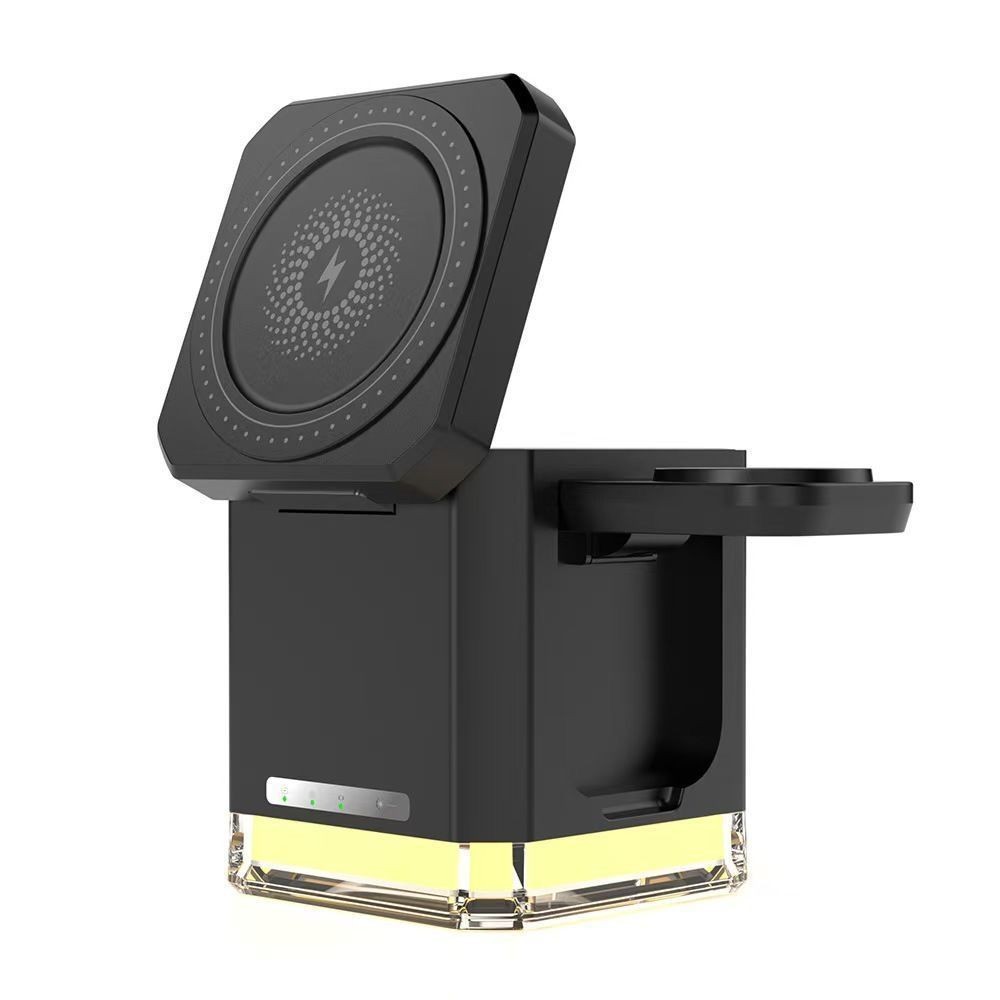 Foldable Magnetic 3-in-1 Wireless Charger Portable Phone Watch Earphone Stand Flash Charge Strong Magnet