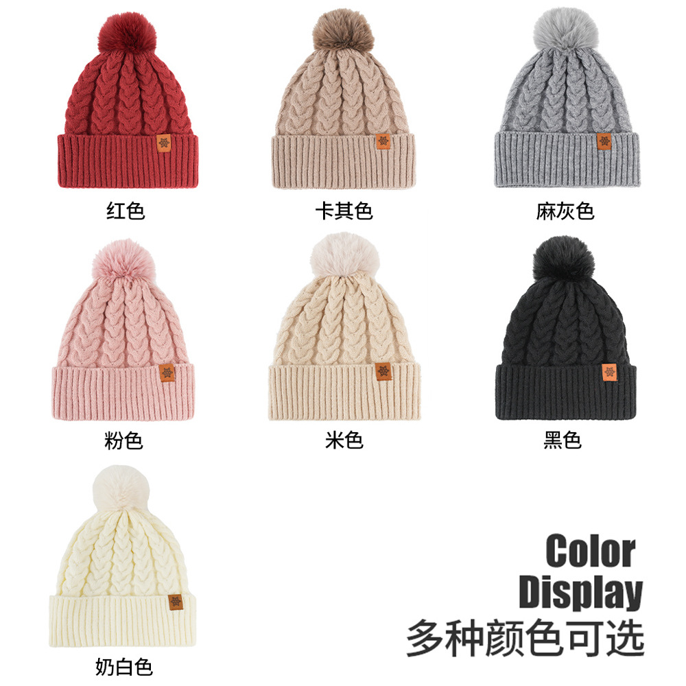 Knitted Hat Women Outdoor Cold-Proof Warm Autumn Winter Wool Hat Double-Layer Fleece-Lined Thick Beanie