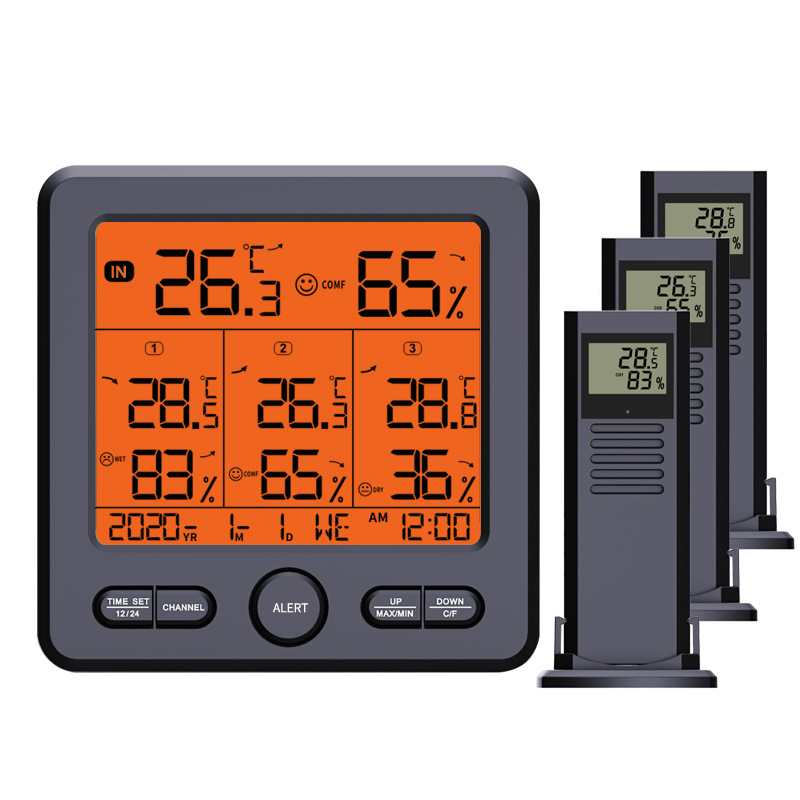One-to-Three High Precision Color Alarm Multifunctional Electronic Digital Indoor Outdoor Thermometer Hygrometer