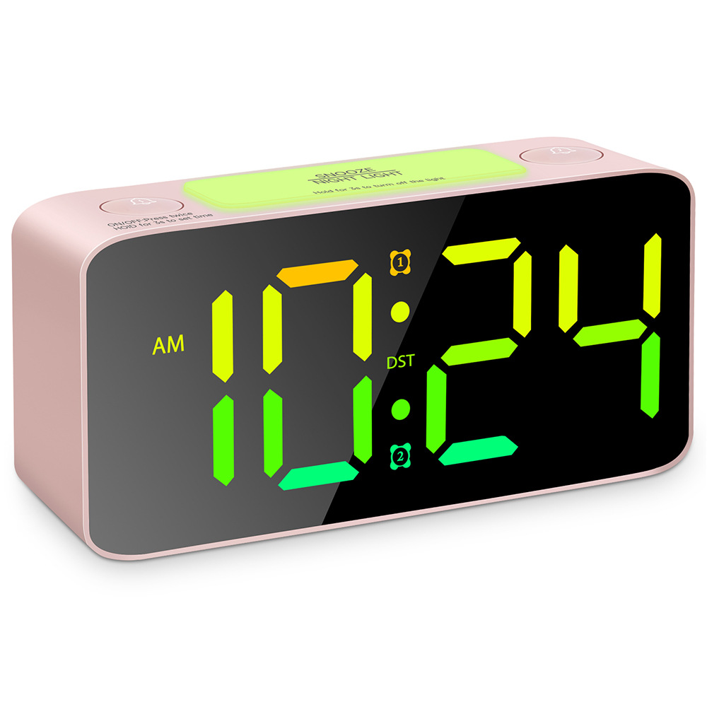 RGB large character large screen super loud LED clock student alarm clock table clock 15 color changing screen clock 10 minute alarm