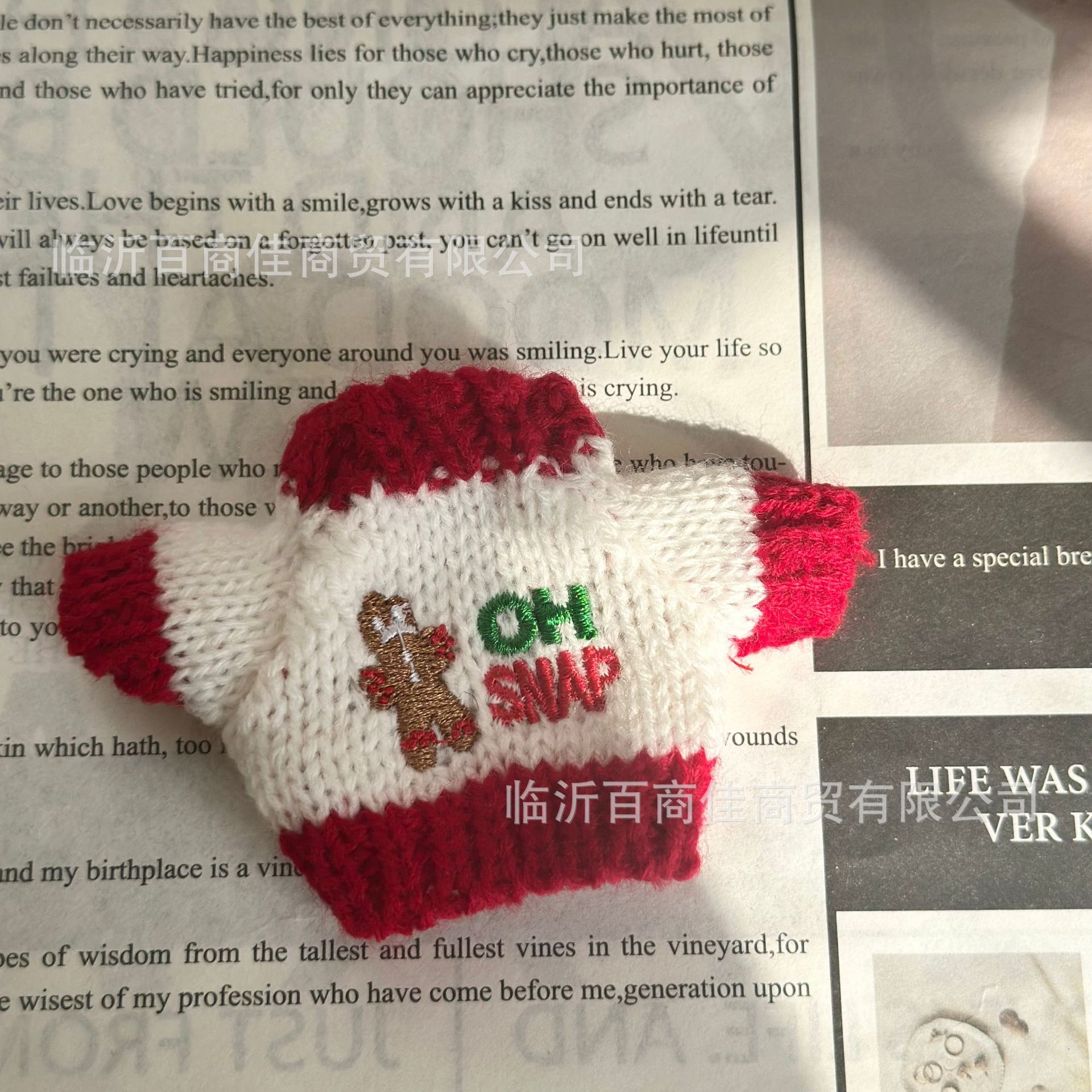 刺绣姜饼人红边毛衣 · 高5CM----------宽5CM
