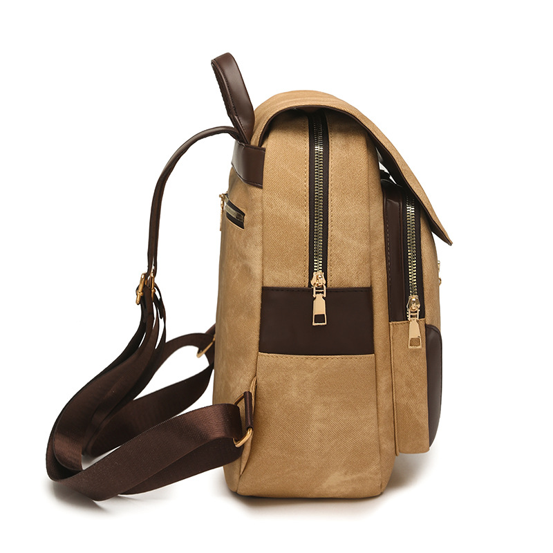 Double-shoulder bag 2026 new women's backpack soft leather large capacity travel casual bag