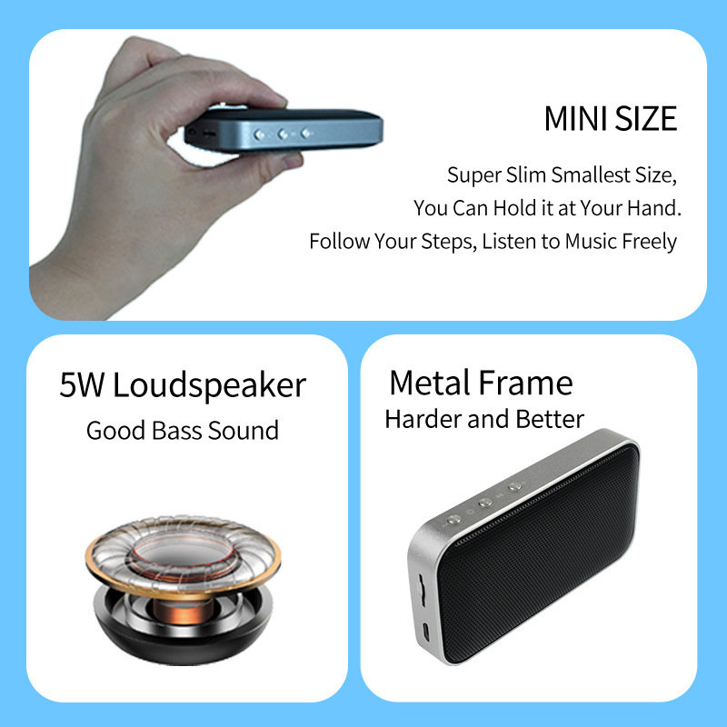 BT209 wireless outdoor portable ultra-thin Bluetooth speaker small steel cannon electronic gift mini pocket speaker