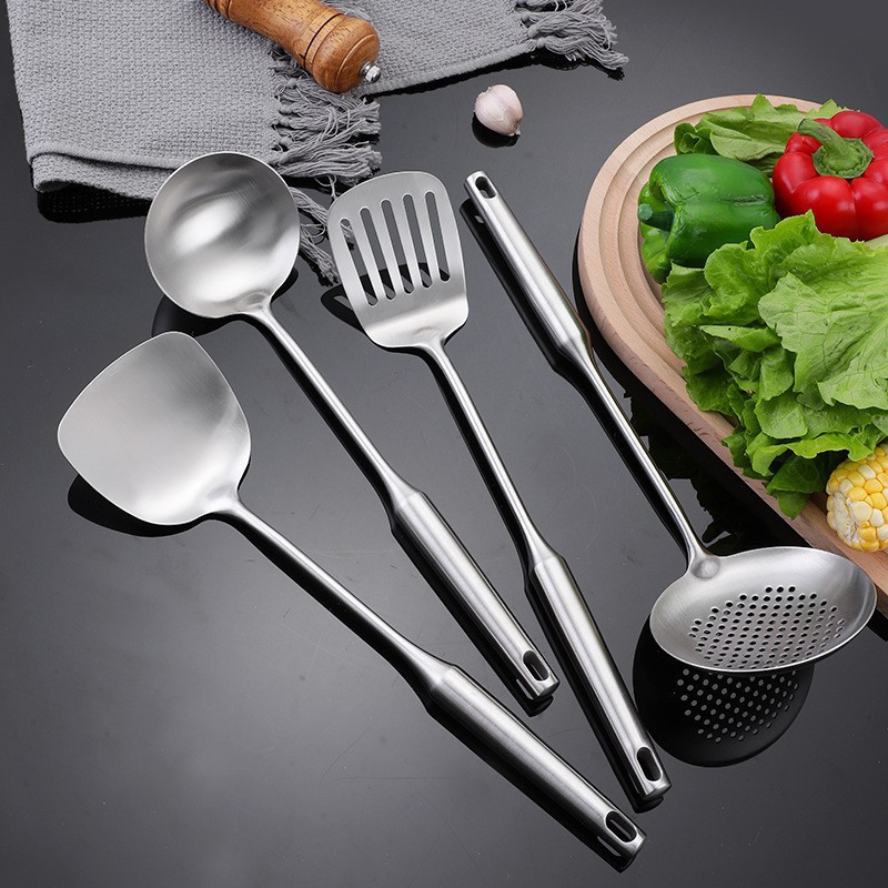 304 stainless steel household kitchen cooking spatula spoon soup spoon slotted spoon kitchen utensils thickened lengthened spatula