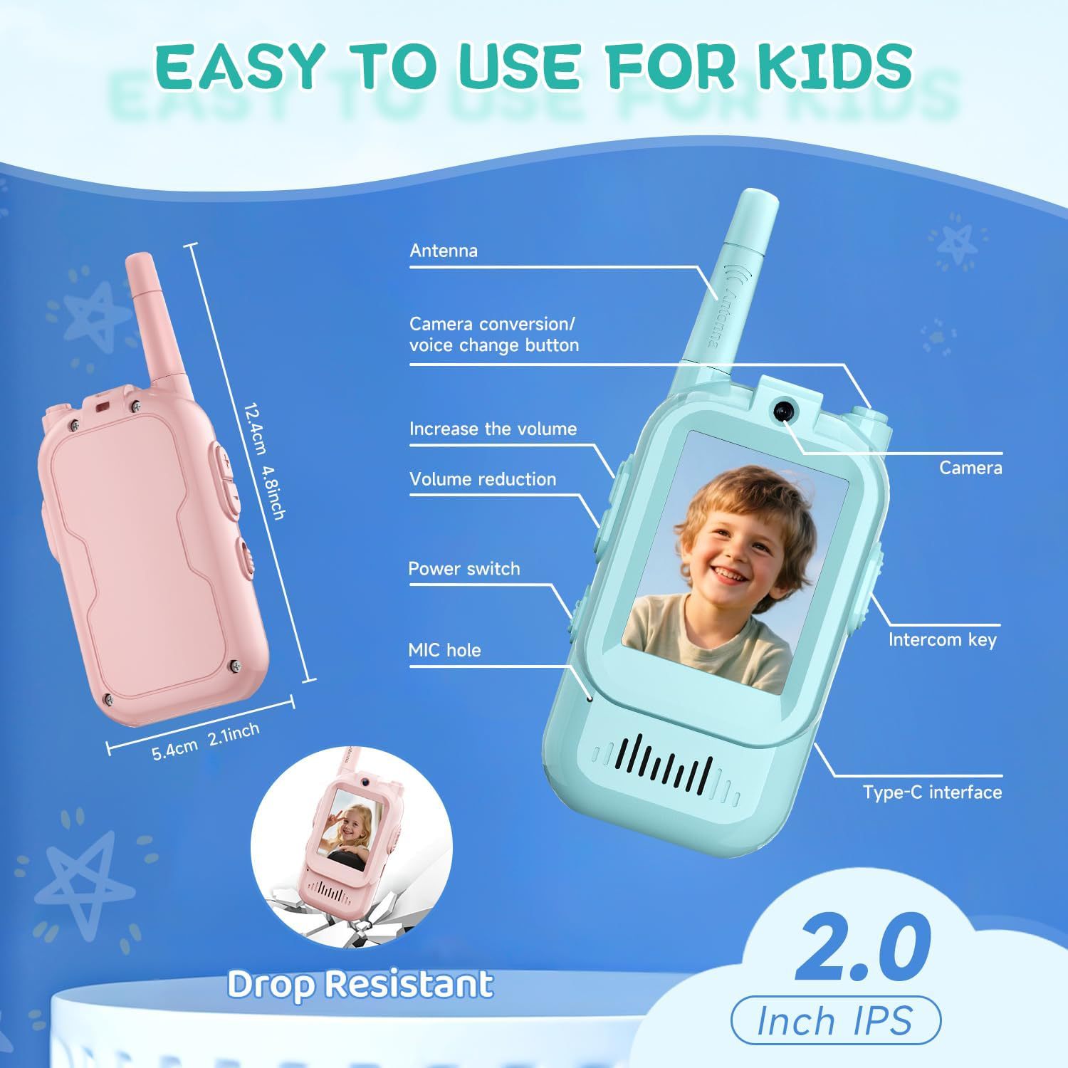 Children's video walkie-talkie face-to-face communication without SIM card, HD call, birthday gift, fun parent-child toy