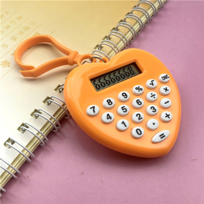 Heart Shape Mini Pendant Calculator Student Portable 8-Digit Calculator Office Stationery Computer