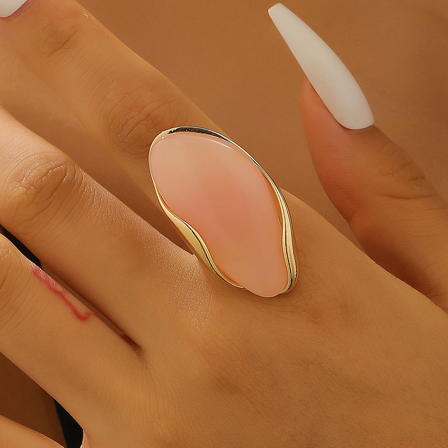 Irregular Morandi Style Resin Alloy Earrings Women Coffee Color Stud Earrings Ear Decor Ring